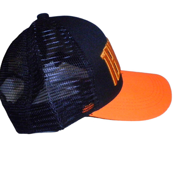 Tennessee Ball Cap, Black Mesh, Orange Embroidery and Bill, Snapback Trucker Hat - Picture 2 of 4